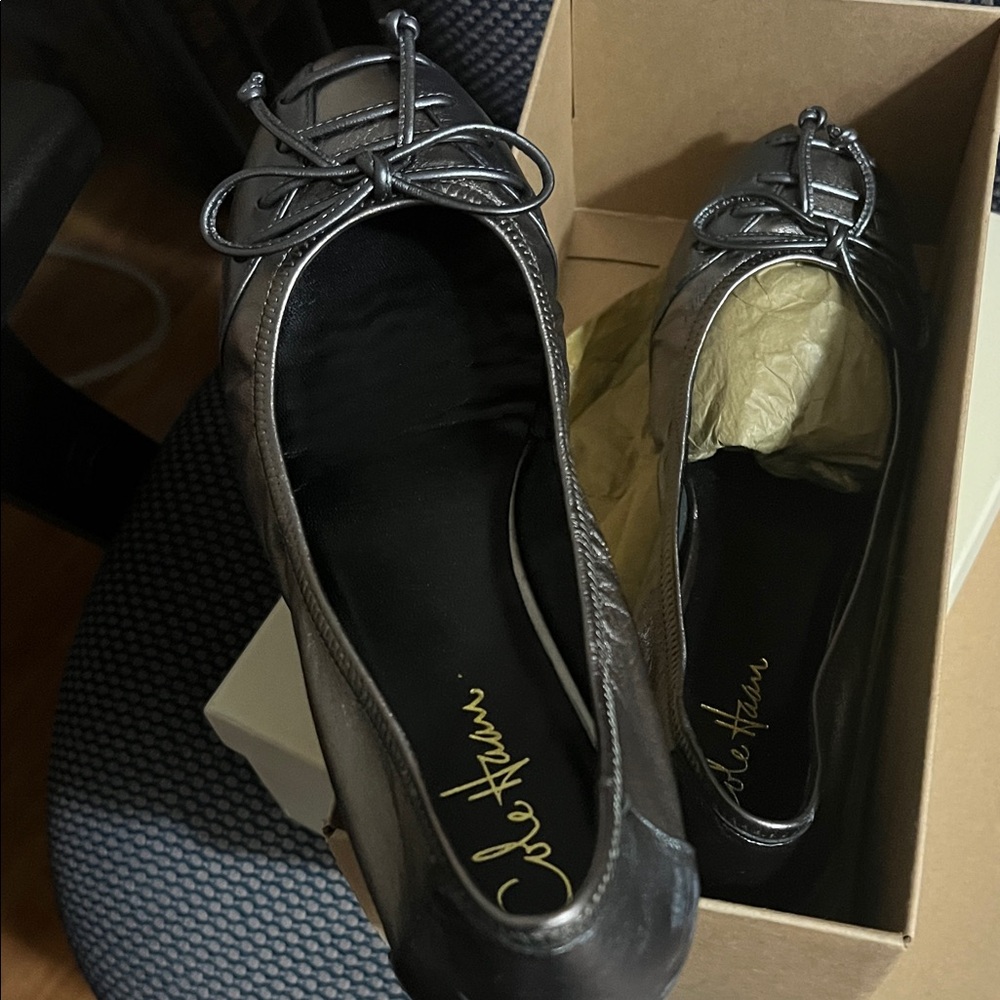 Cole Haan Metallic Black Ballet Flats